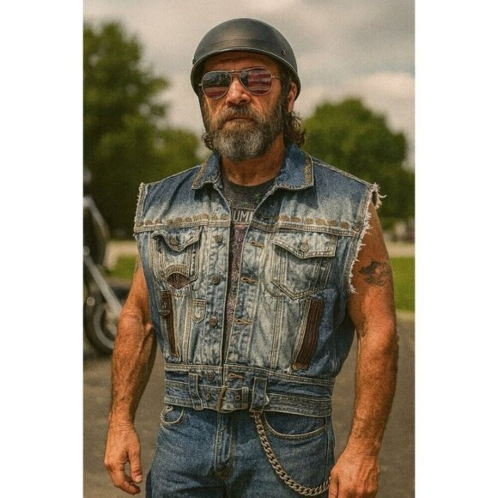 Vintage NO! JEANS denit Cut Off Jean Vest Biker Medium